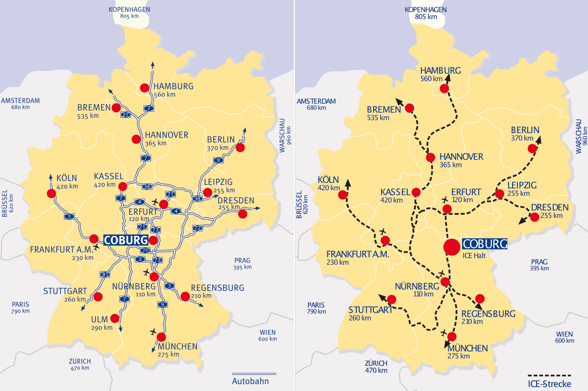 Karte Coburg Autobahn Bahn